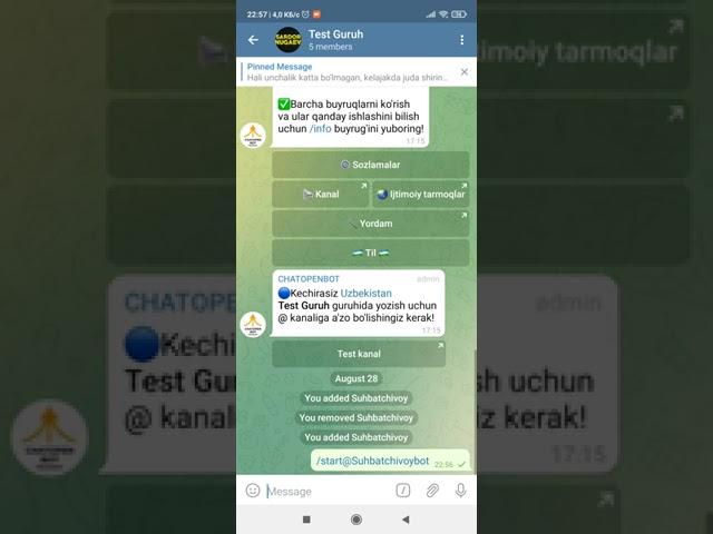 TELEGRAM GURUHDAN REKLAMACHI BOTLARNI O'CHIRISH