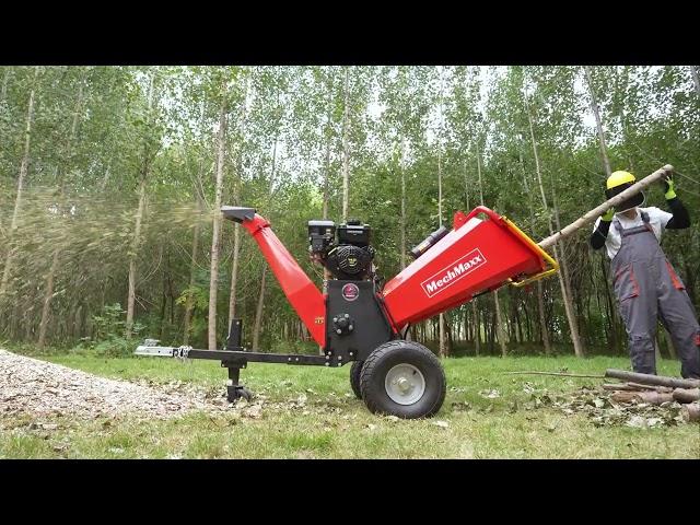 Demonstration of 6 inch B&S VANGUARD Engine Powered Drum Wood Chipper  P4206