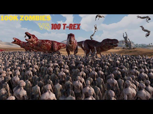 100 Thousand Zombies Vs 100 T rex | myrag | Ultimate Epic Battle Simulator 2