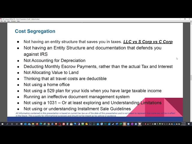 Real Estate Investor Tax Issues with Frank A   REITaxCPA   January 2021 - 3 of 7