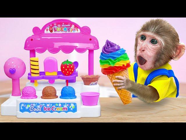 KiKi Monkey make Yummy Colorful Ice Cream by unboxing Ice Cream Toys Playset | KUDO ANIMAL KIKI