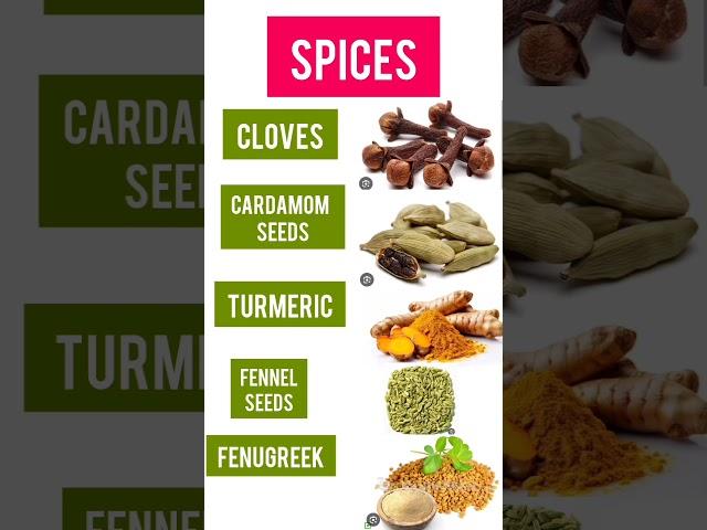 Spices names in English with pictures#english #spices #kitchen #vocabulary #spokenenglish #shorts