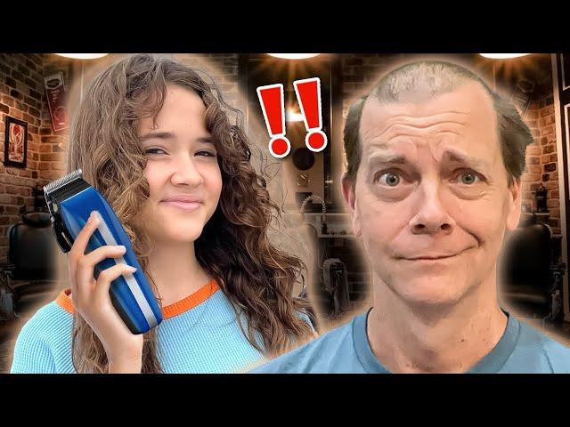 WE CUT OFF DADS HAIR!!