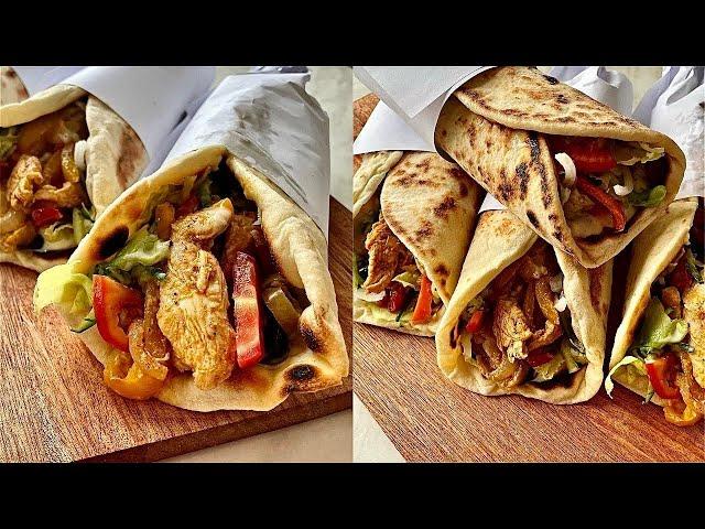 Homemade Chicken Shawarma | Pita Bread | Garlic Sauce