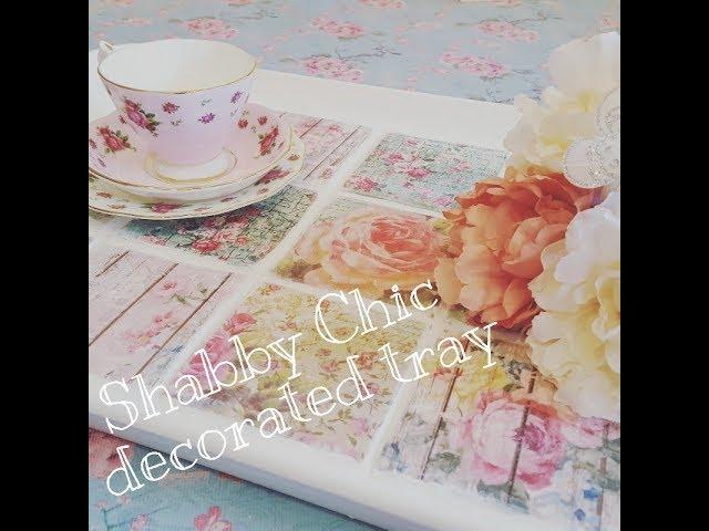 Shabby Chic Tray using hand decorated Decoupage tiles