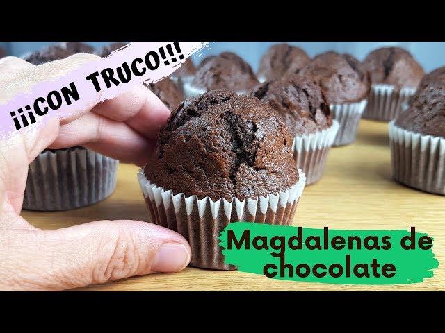 MAGDALENAS de CHOCOLATE (CON TRUCO) muy ESPOJOSAS, nada SECAS y con GRAN COPETE