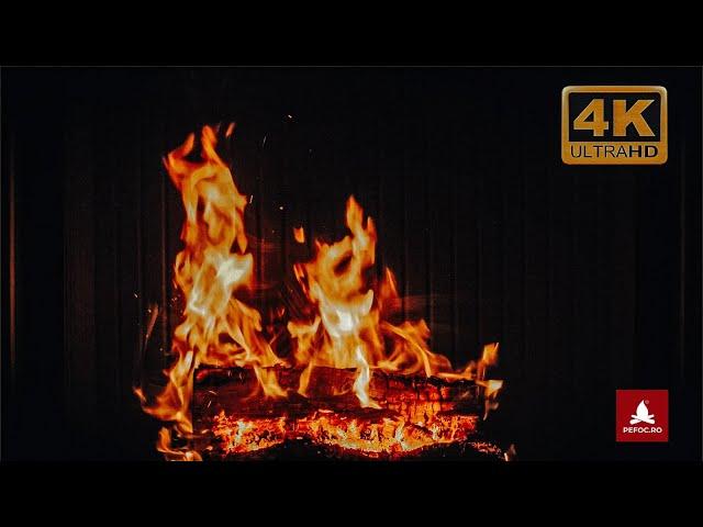 8 ore foc in semineu  sunet lemn troznind romantic pentru TV 4K (fara reclame)