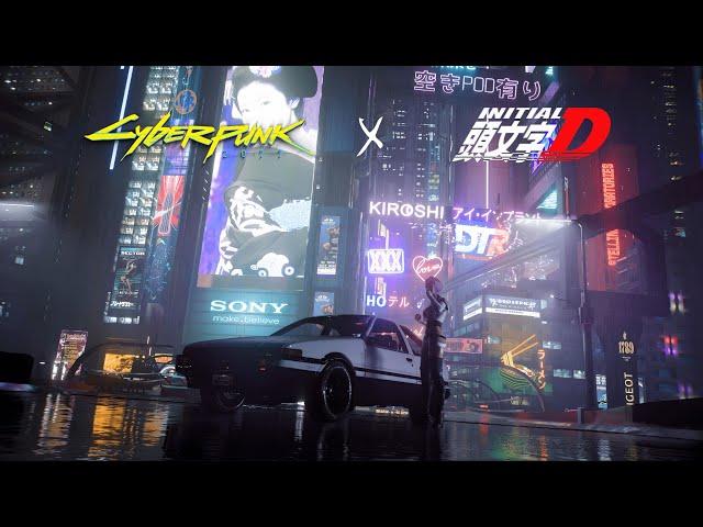 Initial D X Cyberpunk 2077 - Toyota Sprinter Trueno AE86 [Mod Real Life Graphics 4K]