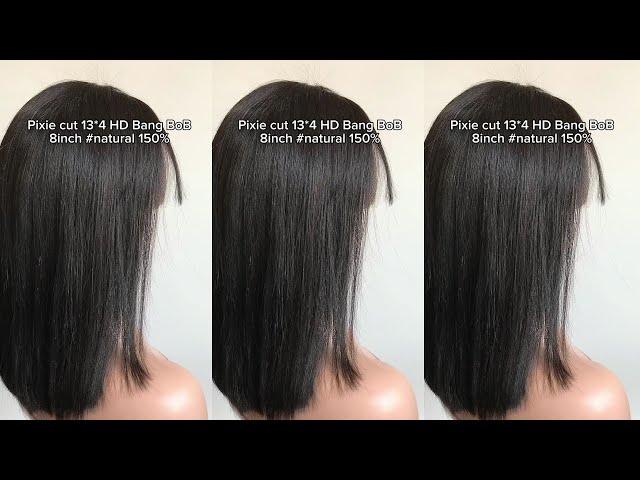 lovebeautywig | 8inch Pixie Cut 13×4 HD Lace Bang BoB Human Hair 150% Density