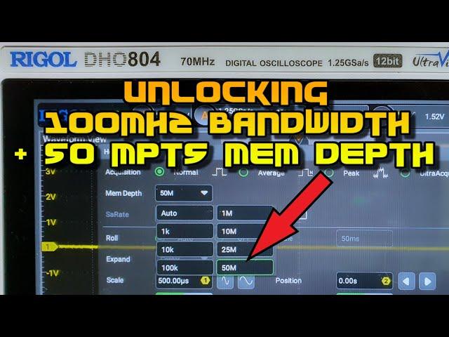 Hacking the Rigol DHO804 fw 1.01 - 100Mhz bandwidth, 50Mpts memory depth