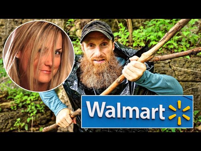 $100 Walmart 24-hr Survival Challenge - My WIFE Picks Gear (no tent, sleeping bag!!!)