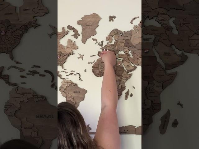 Mark your travels with wooden world map ️ #travel #worldmap #handmade #homedecor