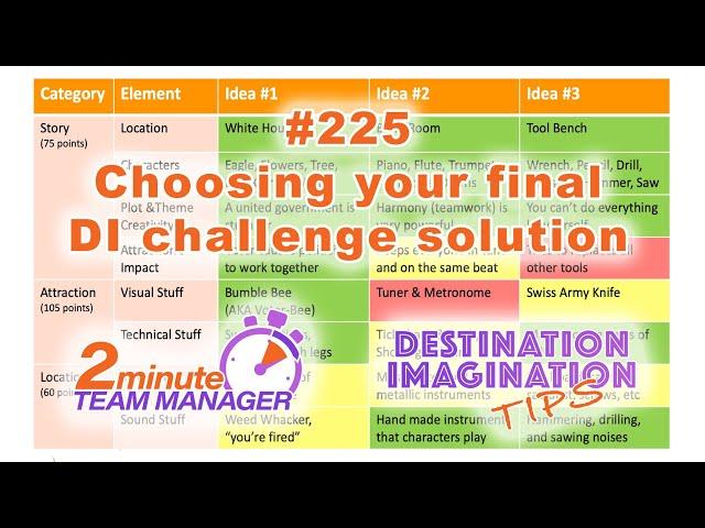 Video 225: Choosing a final DI challenge solution idea