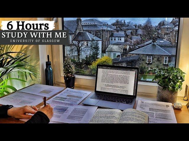 6 HOUR STUDY WITH ME | Revision Week, Background noise, Rain Sound, 10-min break, No Music