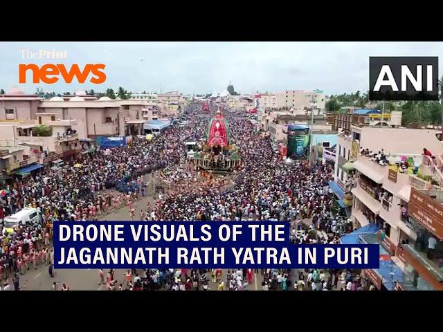 Drone visuals of the Jagannath Rath Yatra in Puri