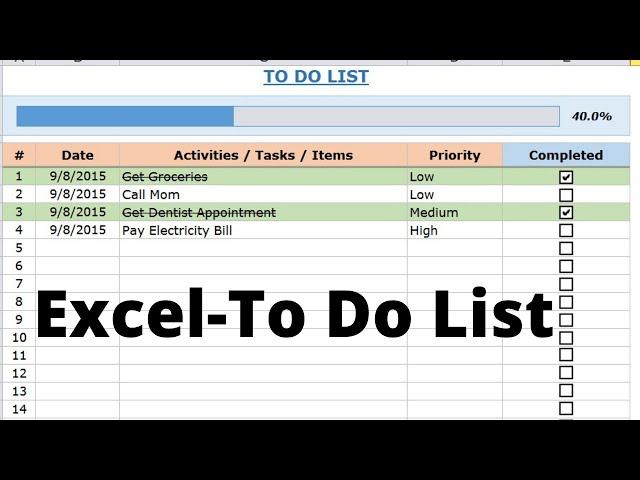 Excel - How To Do List