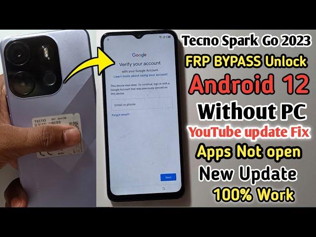 Tecno Spark Go 2023 (BF7) Frp Bypass Without Pc | Android 12 New security update 2024