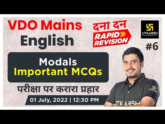 English (Modals) #6 | VDO Mains 2022 | Rapid Revision | Top MCQs | Lal Singh Sir |Utkarsh Classes