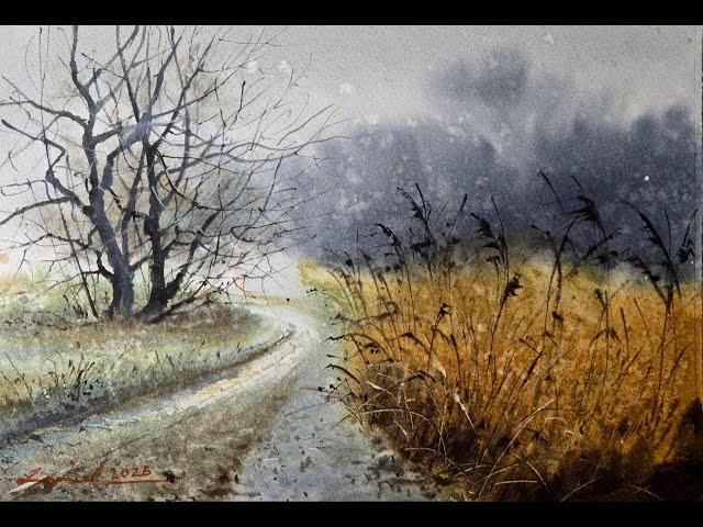 How to Paint Misty Landscape with Watercolour