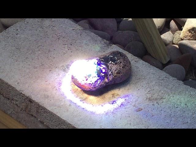 Solar heat ray lens from TV melts rock into lava then glass