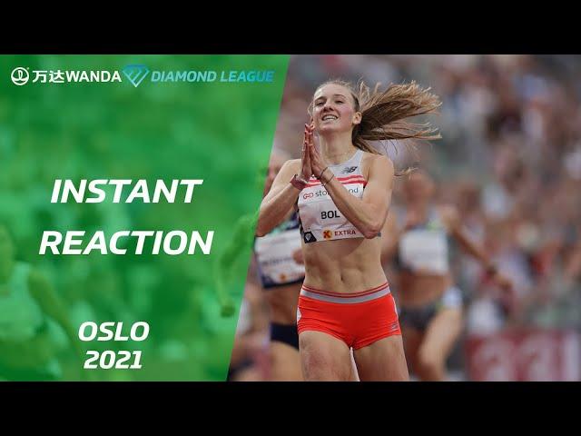 Femke Bol reacts to running another personal best - Oslo 2021 - Wanda Diamond League