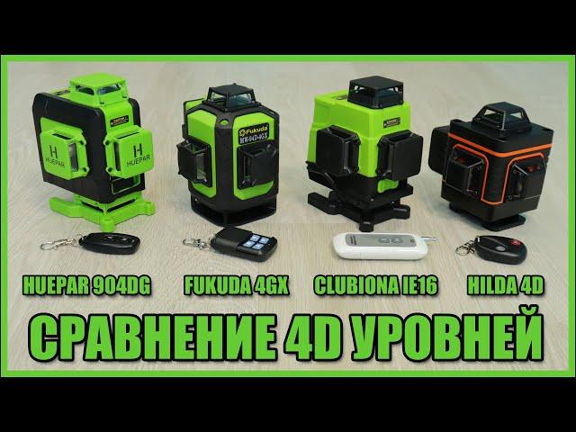 Comparison of 4D laser levels FUKUDA 4D vs HUEPAR 4D vs CLUBIONA 4D vs HILDA 4D. ALIEXPRESS