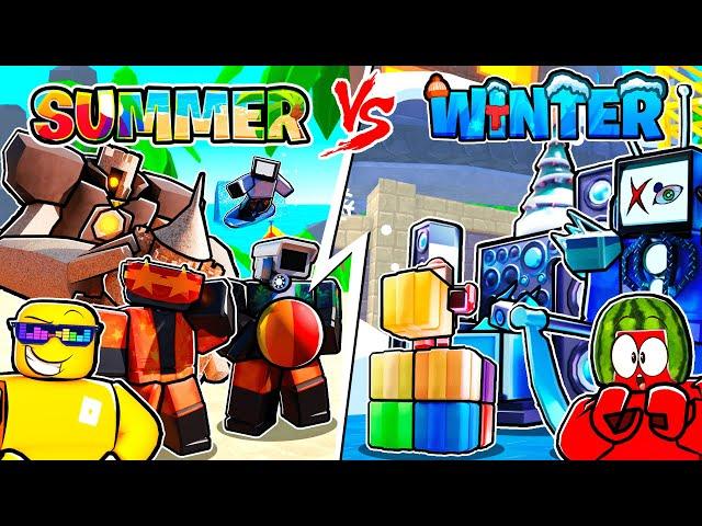 TEAM SUMMER VS TEAM WINTER In Toilet Tower Defense