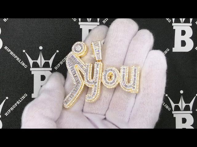 F You Baguette CZ Hip Hop Bling Bling Pendant | Gold Bustdown Custom Jewelry K23164G