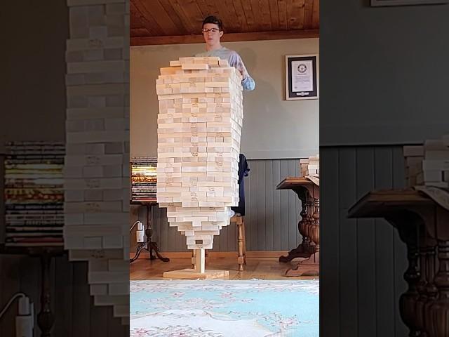 Teen breaks Giant Jenga record #shorts