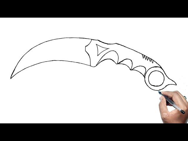 How To Draw Karambit From Counter Strike Step By Step | Karambit Drawing | karambit knife drawing