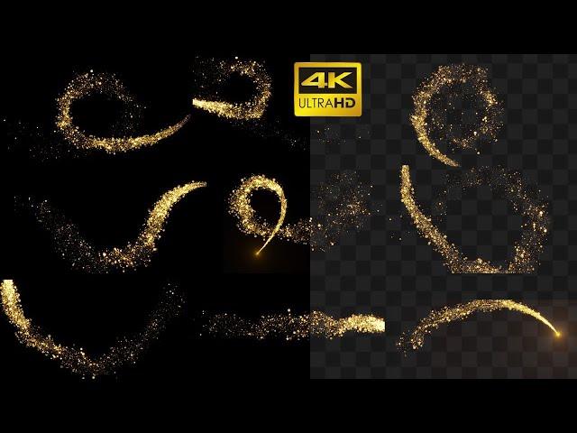 Gold Particles Trails 4K | Motion Graphics | transparent background