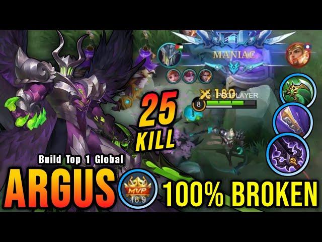 25 Kills + MANIAC!! Argus with Trinity Build is Broken!! - Build Top 1 Global Argus ~ MLBB