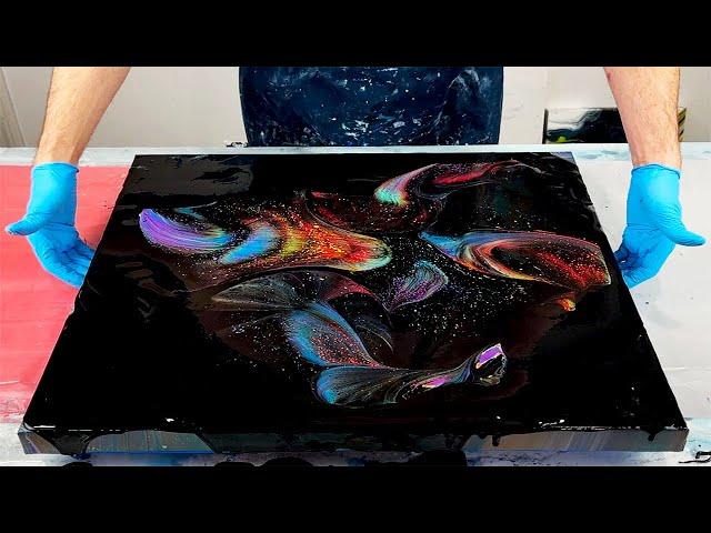 AMAZING RESULTS! Galaxy Open Cup Pour~Cells without Silicone~Acrylic Pouring~192