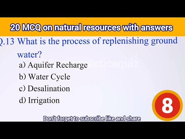 20 MCq on natural resources with answers ! Exam preparation questions!class!9!10!