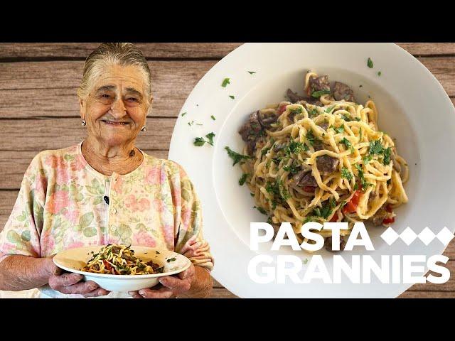 93yr old Maddelena makes tajarin pasta with livers from Piemonte! | Pasta Grannies