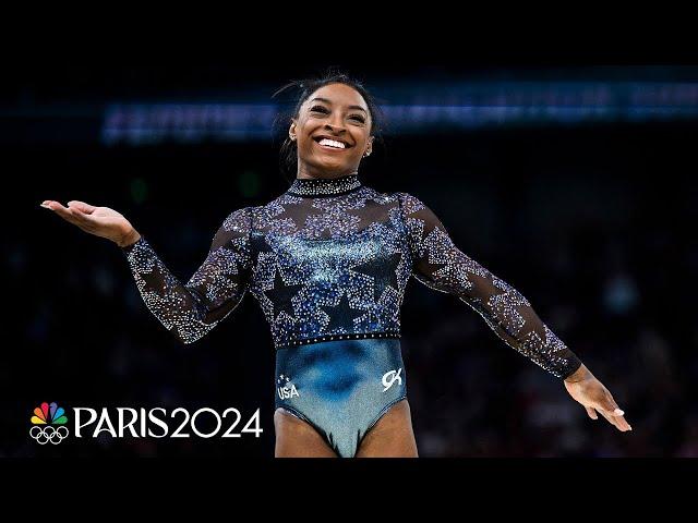 Simone Biles SHOWS OUT in spite of calf pain during gymnastics qualification | Paris Olympics