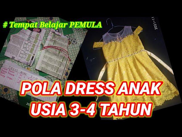 POLA DRESS ANAK USIA 3-4 TAHUN |Dress pattern for 3-4 year olds