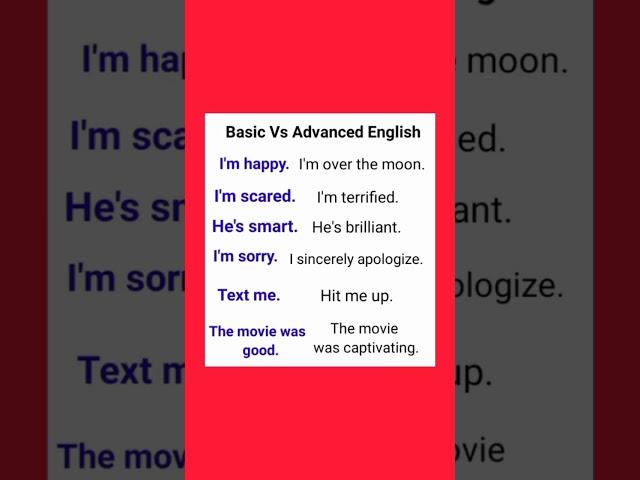 Basic Vs Advanced English #englishlanguage #vocabulary #basicenglish #advancedenglish #learn