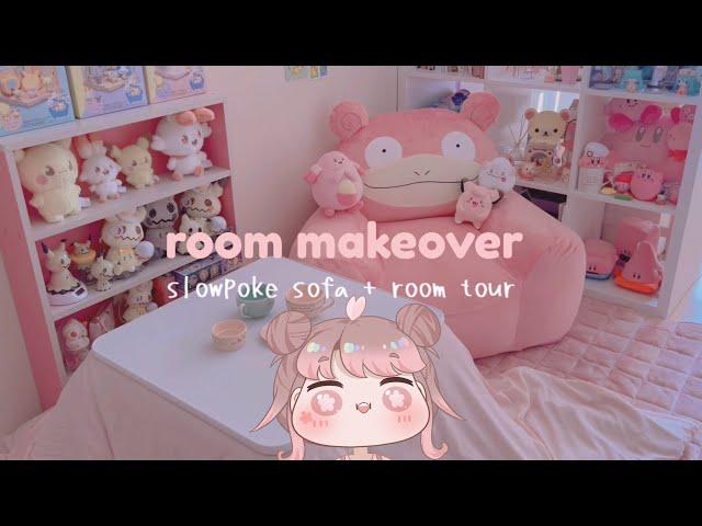 aesthetic mini room makeover + slowpoke sofa??  pink  cozy & cute pokemon room tour in TOKYO