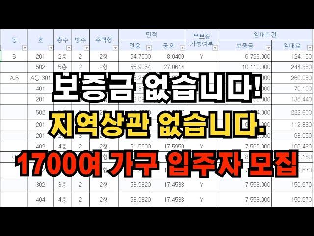 임대주택 중에 가장저렴한 임대주택으로 보증금 없이 입주 가능합니다