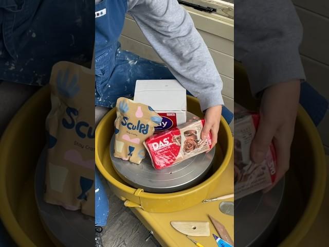 Trying 3 types of air dry clay on the pottery wheel #pottery #potteryforbeginners #potterywheel