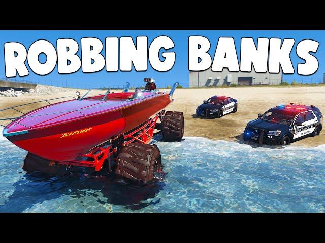 Running From Cops With Custom Boat Truck in GTA 5 RP..