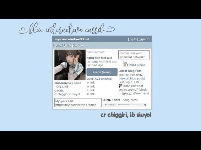 cute blue interactive carrd  cr chiggiri & ib siuyol