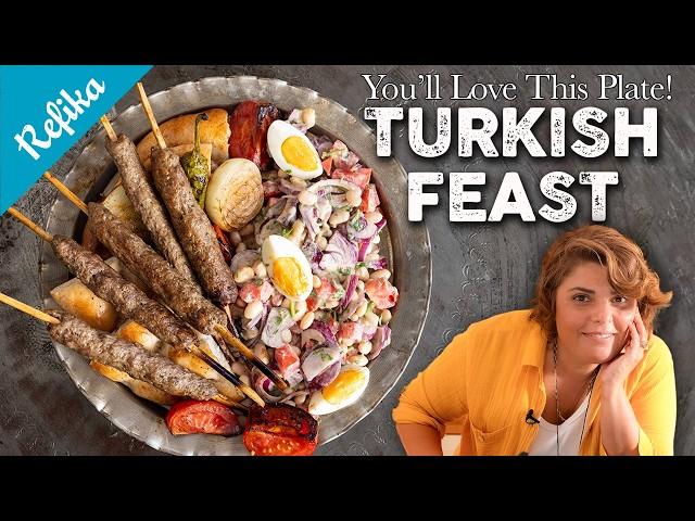 The Best Sish Kebab Kofte & Tahini Bean Salad (Piyaz) in 20 Minutes! Turkish Street Food from Refika