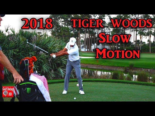 2018 TIGER WOODS SLOW MOTION FACE ON IRON GOLF SWING 1080 HD