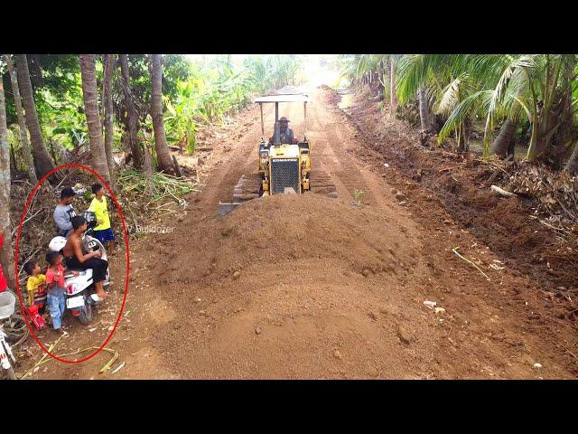 Techniques Skills Building New Rural Roads By D20P Dozer Pushing Soil & 5T Dump Truck Unloading Soil