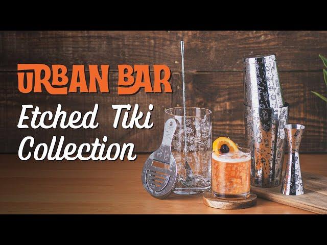 Urban Bar Etched Tiki Bar Tool and Drinkware Collection