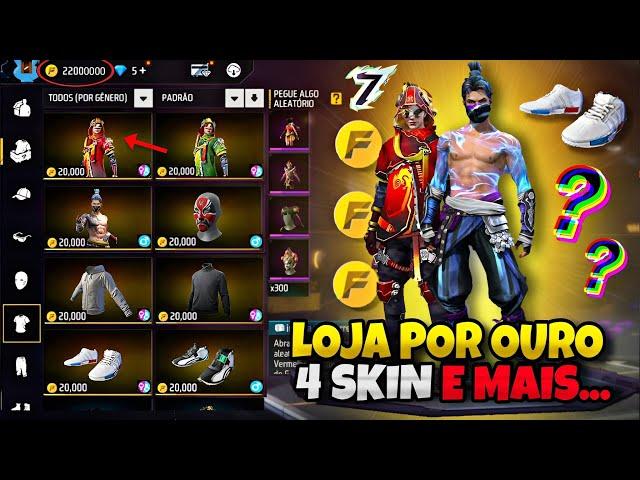 CORREE!! NOVA LOJA POR OURO? PEGUE AS 4 SKIN DA INCUBADORA, YIN YANG, GOLA ALTA, NOVIDADES FREE FIRE