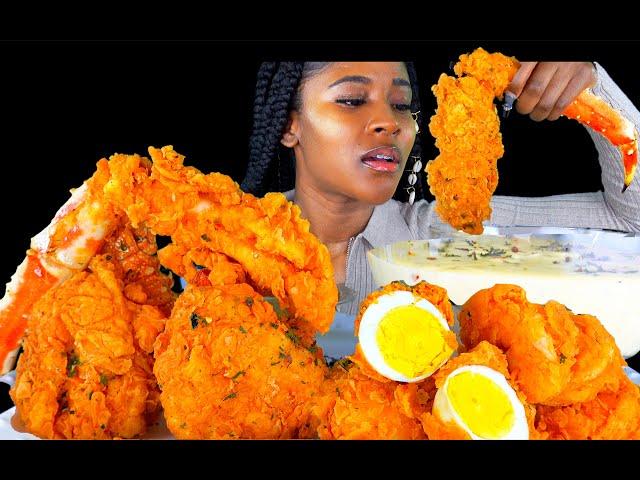 TAKING OVER MY SISTER'S CHANNEL! KING CRAB SEAFOOD BOIL MUKBANG | CHEESE ALFREDO SAUCE | LOBSTER