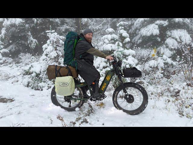 Riding Deep Into the Forest to Hot Tent Camp and Waking Up to Snow | Birch Grolar AWD eBike